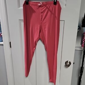 High-Rise Coral Leggings with Drawstring Waist
